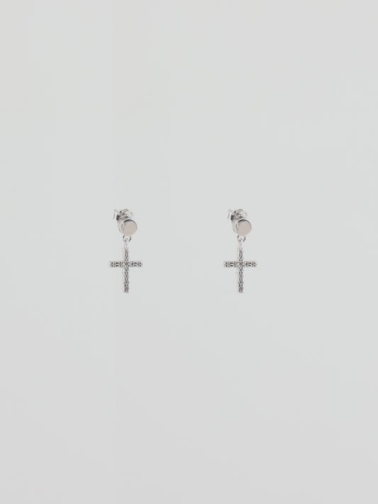 Cross Crystal Pendant Earrings