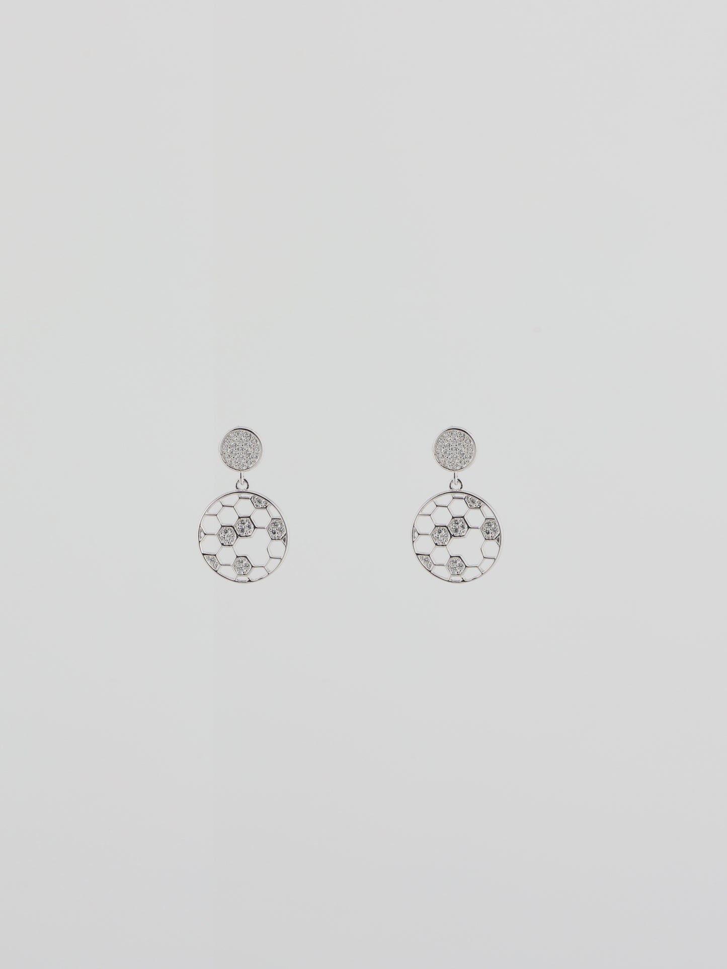 Shiny Sterling Silver Soccer Ball Earrings