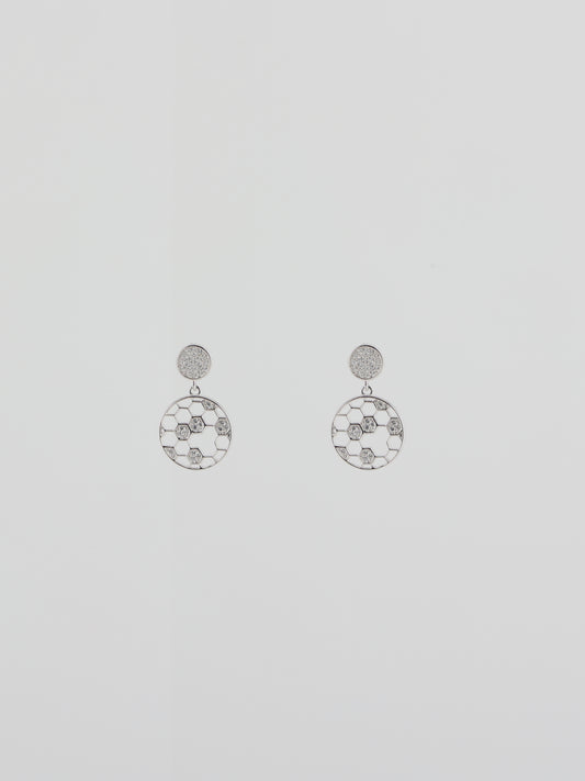 Shiny Sterling Silver Soccer Ball Earrings