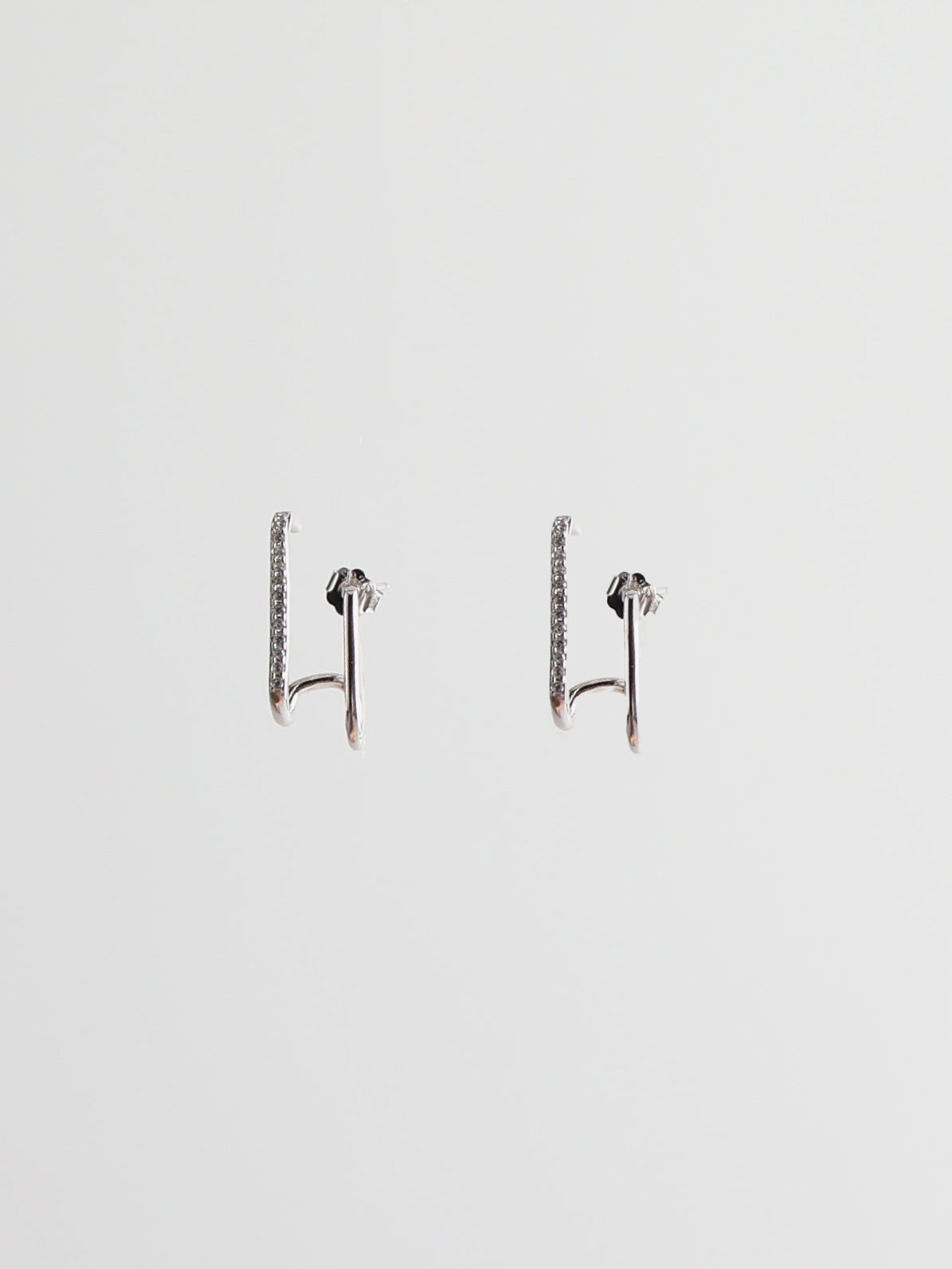 Pave Rectangular Surround Earrings