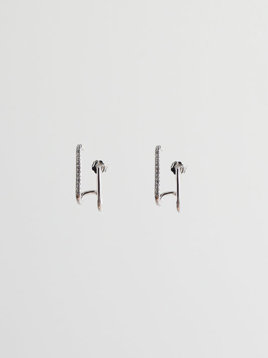 Pave Rectangular Surround Earrings