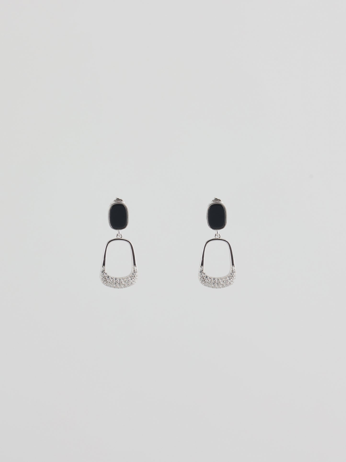 Black Obsidian Square Earrings in Silver