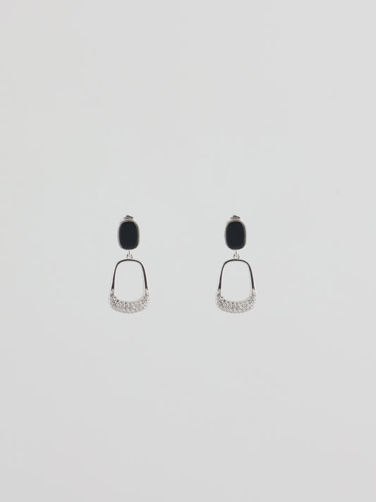 Black Obsidian Square Earrings in Silver