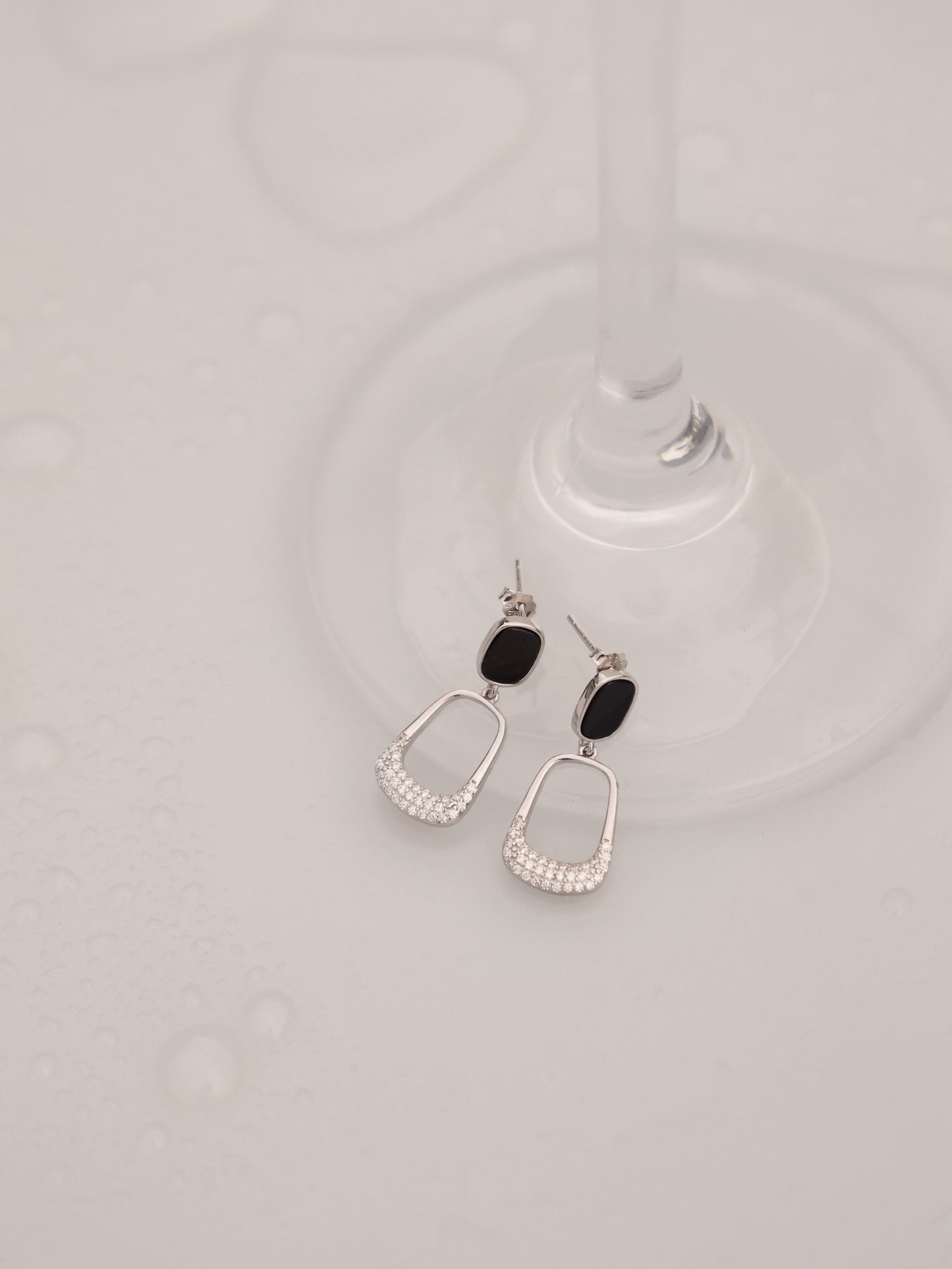 Black Obsidian Square Earrings in Silver