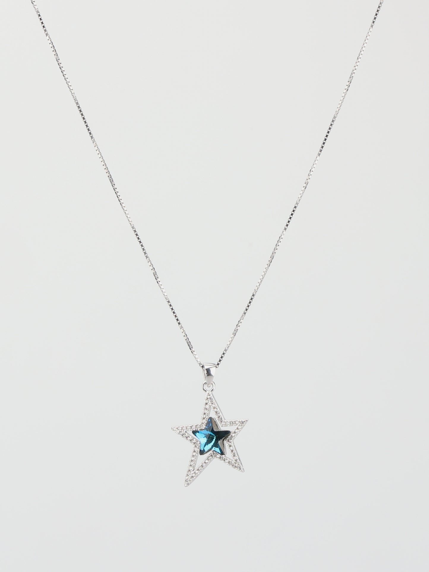 Asymmetrical Double-Layer Crystal Pentagram Necklace